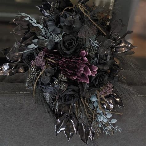 Gothic Wedding Bouquet Black Bouquet Moody Wedding Bouquet Etsy