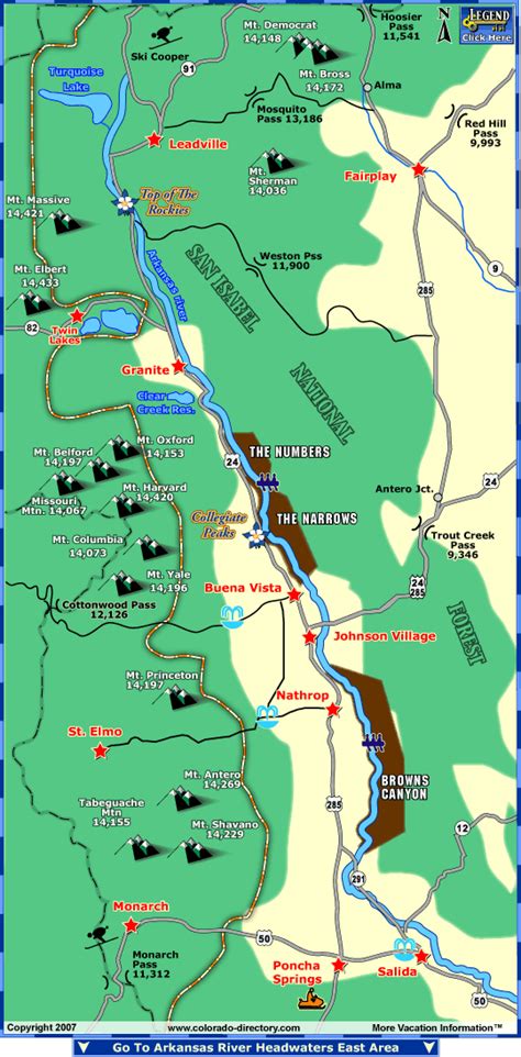 Arkansas River Headwaters North Fishing Map Colorado Vacation Directory