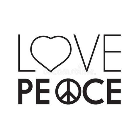 Peace And Love Words With Heart Peace Symbol Stock Image Image Of