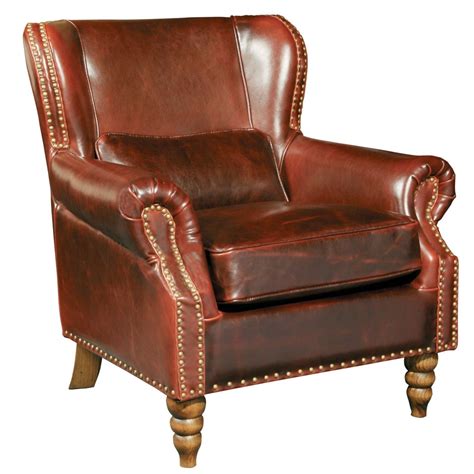 Living Room Furniture Tall Wingback Brown Genuine Leather Club Chair35