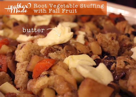 heather o made root vegetable stuffing with fall fruit