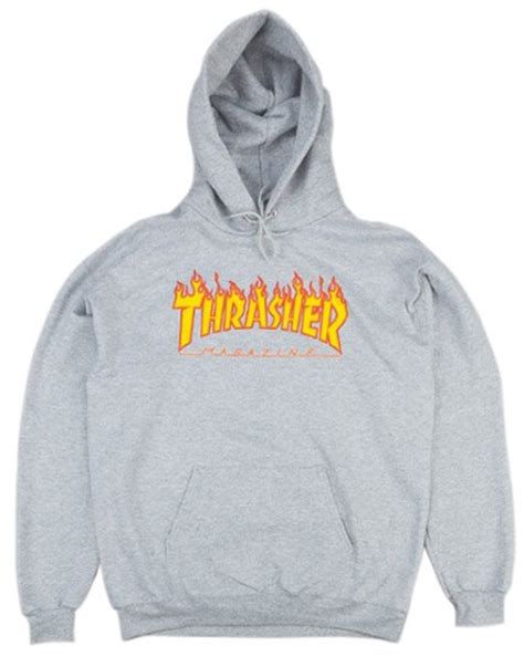 Thrasher Sweat Hood Flame Grey Thrasher Thrsw003 Dcbsfr Mode