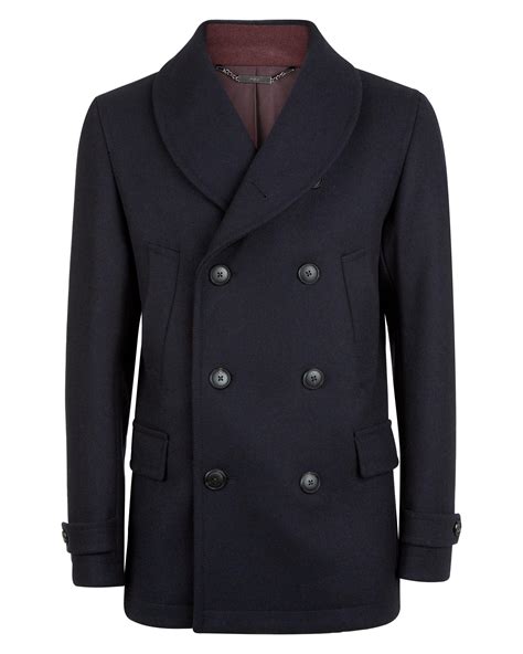 Lyst Jaeger Wool Shawl Collar Peacoat In Blue For Men