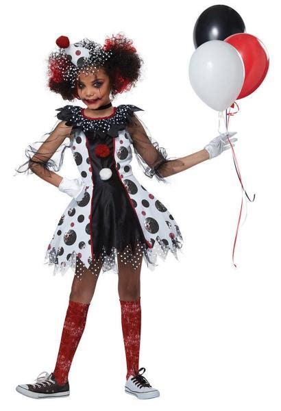 Creepy Clown Costume Girls Tween Childs Teen Scary It Horror Dark M
