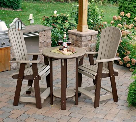 Poly Outdoor Patio Set Bistro Pub High Table Chairs Composite Weather