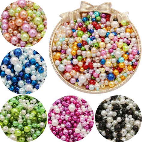 150pcs Mix Size 34568mm Abs Imitation Pearl Beads With Hole Colorful Round Pearls Christmas