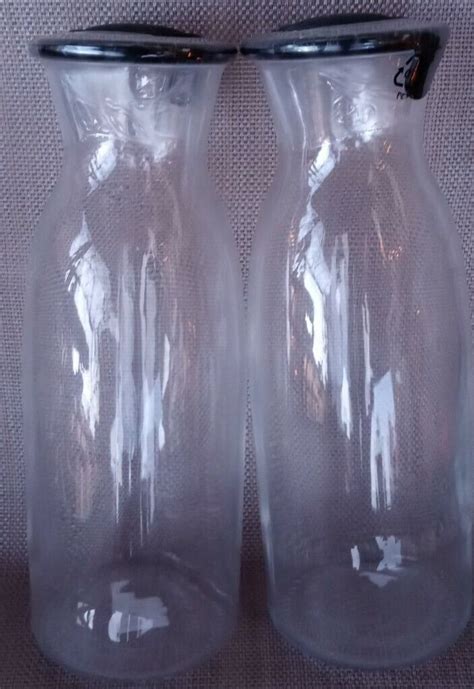 New Set Of 2 Ikea Vadaen Quart Glass Milk Bottles Carafes With Lids