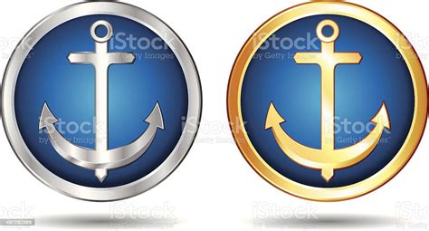 Silver And Gold Anchors Icons Set Stock Illustration Download Image