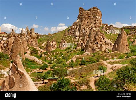 Uchisar Cave Dwellings At Goreme National Park Cappadocia Turkey