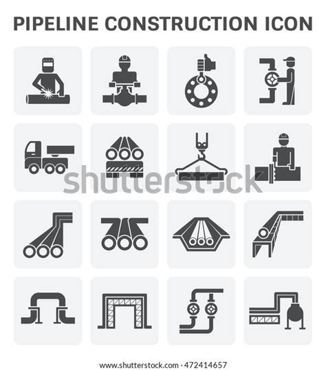 Pipeline Construction Maintenance Repair Vector Icon Stock Vector