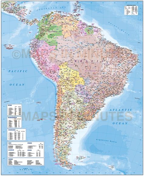 Digital Vector South America Map Deluxe Political Road And Rail Map With