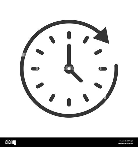 clockwise rotation icon in thin line style passage of time vector illustration linear clock