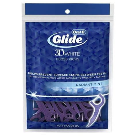Oral B Glide 3d White Floss Picks Radiant Mint 75 Ea