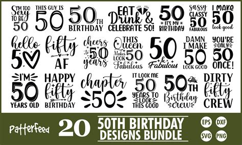 50th Birthday Svg Designs Bundle So Fontsy