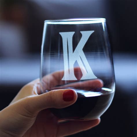 Bold Monogram Letter K Stemless Wine Glass Large Glasses Etsy