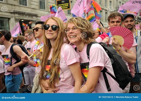 Lesbian Couple At The Pride Parade In London England 2019 Editorial
