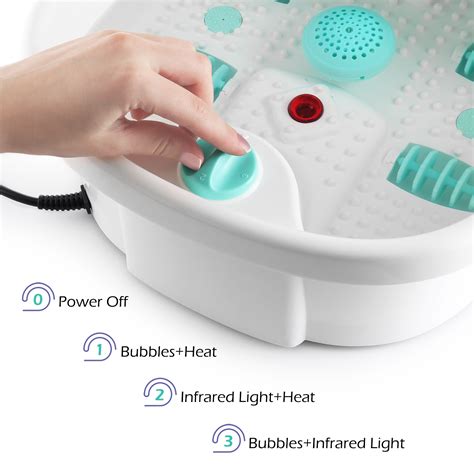 Belmint Foot Spa Massager With Heat And Bubbles Vibration Anti Slip Rubber Feet Massage Rollers