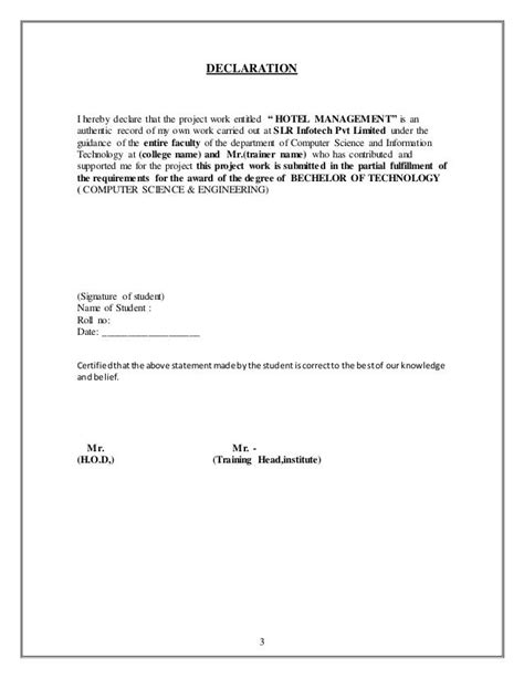Example Of Declaration Of Work Certify Letter