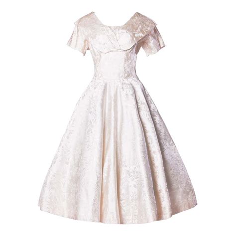 vintage 1950s 50s silk satin ivory full sweep wedding or party dress at 1stdibs