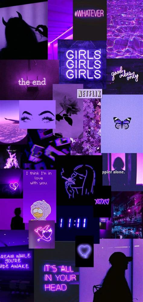 Neon Purple Aesthetic Collage Wallpaper Purple Aesthetic Wallpaper