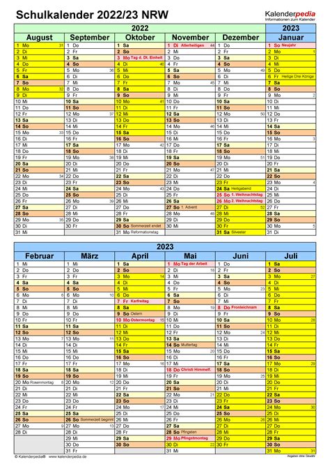 Schulkalender 2023 2024 Nrw F 252 R Pdf Rezfoods Resep Masakan