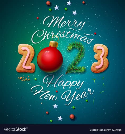 Merry Christmas And Happy New Year 2023 Greeting Vector Image