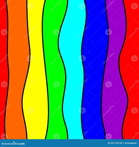 Seamless Pattern With Rainbow Wavy Stripes Vector Drawing Stock