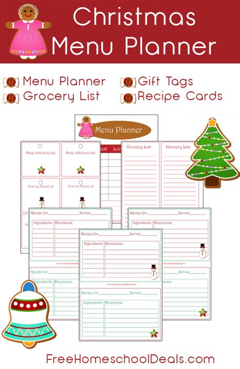 Free Christmas Themed Menu Planner Printables Set