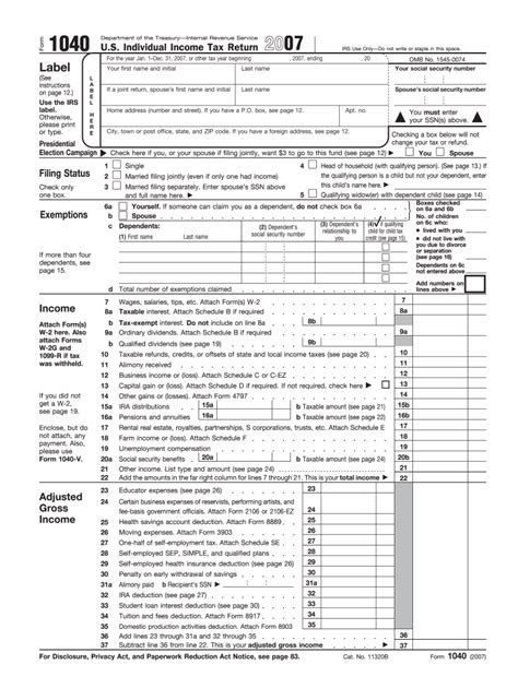 2007 Form Irs 1040 Fill Online Printable Fillable Blank Pdffiller