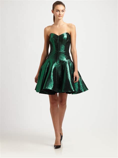 Milly Lisa Metallic Dress In Green Clover Lyst