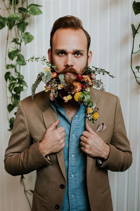 Dapper Gents Wedding Inspiration With Floral Beards Chic Vintage