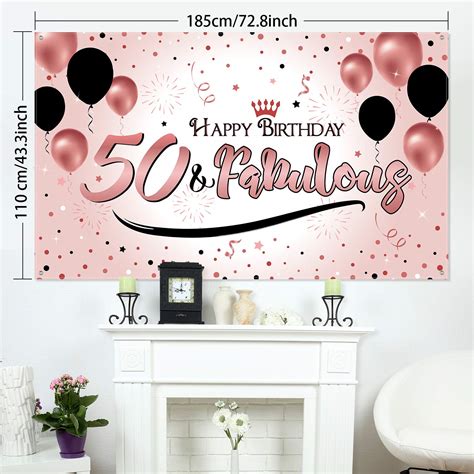 Buy 50th Birthday Black Gold Party Decoration Extra Large Fabric Black