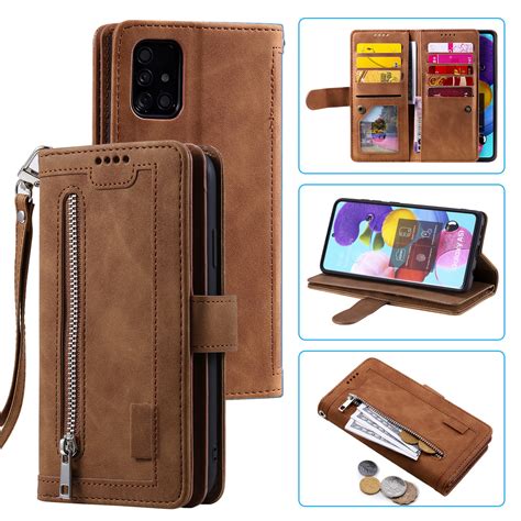 Dteck Wallet Case For Samsung Galaxy A51 4g Matte Pu Leather Case Built In 9 Card Slots Zipper