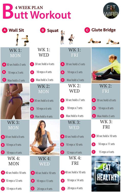 Week Butt Lift Bodyweight Workout Challenge Fit Butt Infographics That Will Transform