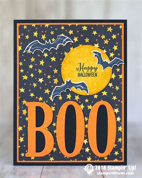 A Halloween Card With Bats And The Word Boo On It