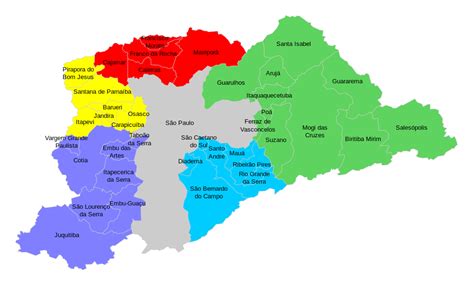 Mapa Da Regi O Metropolitana De S O Paulo E Distritos Bairros Da Capital