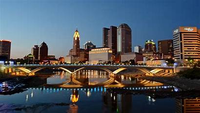 Columbus Ohio Skyline Night Downtown Clear Sunset