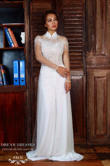 See more ideas about wedding dresses, traditional wedding dresses, dresses. White Ao Dai | Vietnamese Bridal Dress with Hand-Beading ...