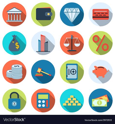 Business And Finance Flat Icons Royalty Free Vector Image