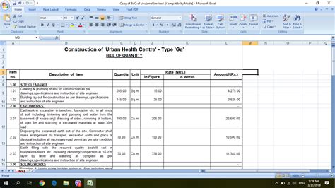 Bill Of Quantities Spreadsheet Download Boq Construction Sheet Sexiz Pix