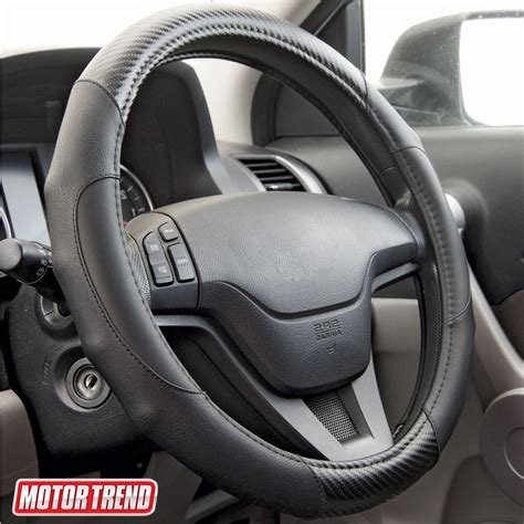 Motor Trend Gripdrivepro Carbon Fiber Grip Leather Steering Wheel Cover