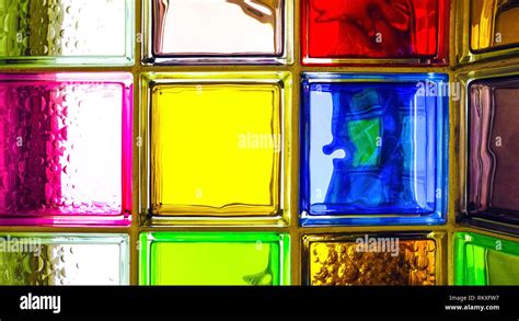 Colorful Glass Blocks Panel For Background Pattern Stock Photo Alamy