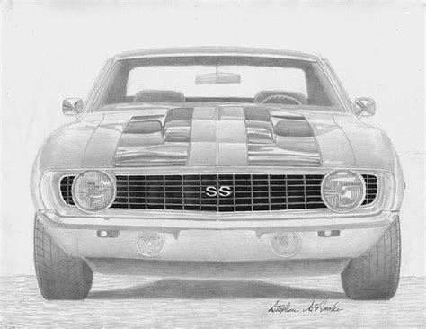 1969 Chevrolet Camaro Ss Classic Car Art Print Mixed Media By Stephen