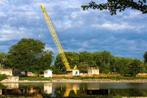 Mchenry Dam On The Fox River In Illinois Stock Photo Image Of Crane