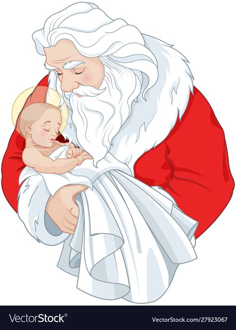 Santa And Baby Jesus Royalty Free Vector Image