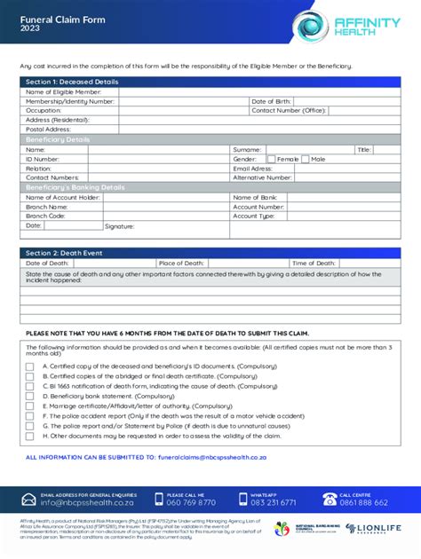 Fillable Online Nbcpss Funeral Claim Form 2023 Fax Email Print Pdffiller