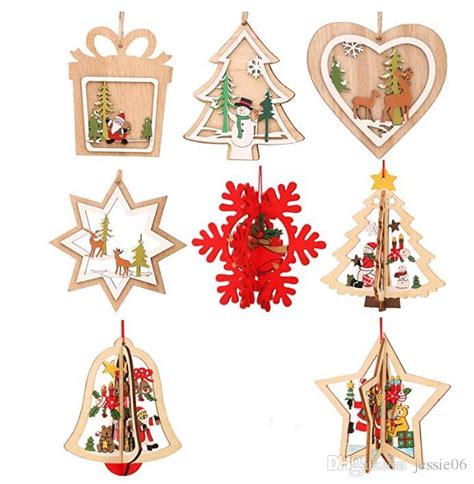 Wooden Christmas Tree Hanging Ornaments Decorations Elk Deer Snowman