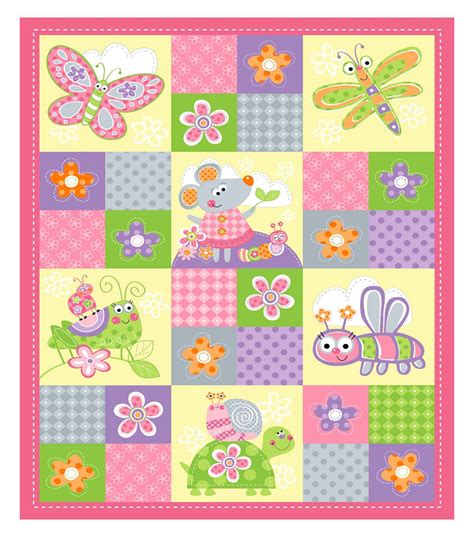 Nursery Fabric Enchanted Garden Pink Panel Nursery Fabric Fabric