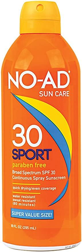 No Ad Spf 30 Sport Continuous Spray Sunscreen 295ml 295 Uk