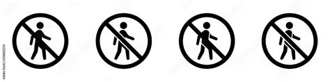 No Entry Signs Icon No Pedestrian Set Icon Vector Illustration Stock